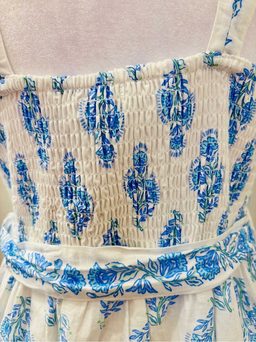 NWT Haute Hippie Light Blue and White Ikat print cotton sundress-4 - Picture 4 of 11